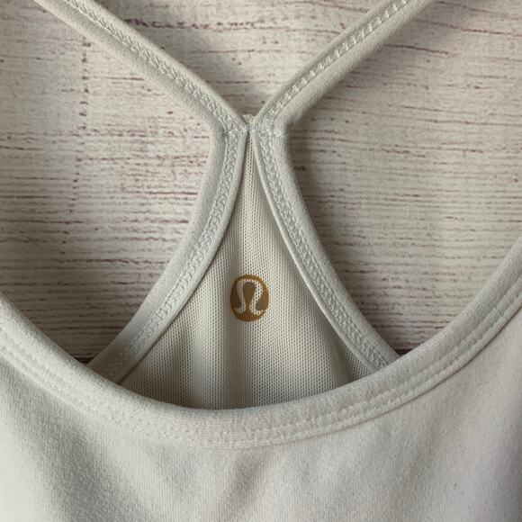 Lululemon White Power Y Tank Top Spaghetti Strap Racerback Built-In Bra - Picture 15 of 16